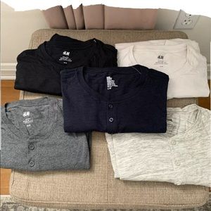 Set of 5 Men’s H&M short sleeve Henley tees